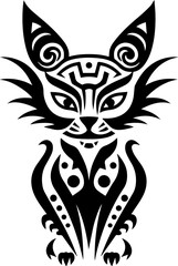 Fototapeta premium The cat tribal graphic is a dynamic and stylized representation of feline grace, merging intricate patterns with the allure of wild cats