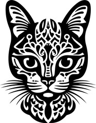 Fototapeta na wymiar The cat tribal graphic is a dynamic and stylized representation of feline grace, merging intricate patterns with the allure of wild cats
