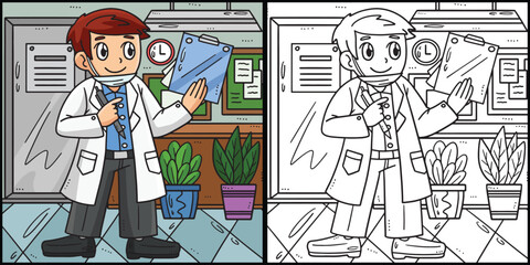 Labor Day Doctor with a Clipboard Illustration