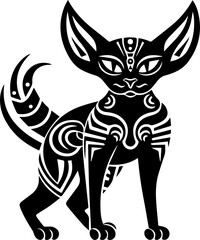 The cat tribal graphic is a dynamic and stylized representation of feline grace, merging intricate patterns with the allure of wild cats