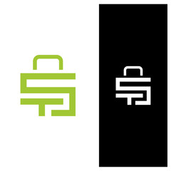 ST lettering logo icon, padlock logo