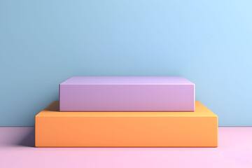 Modern pastel vibrant colour podium stage platform cube square display