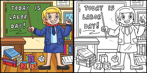 Labor Day Teacher in the Classroom Illustration