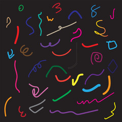 Fun colorful line doodle seamless pattern. Creative minimalist style art background for children or trendy design with basic shapes. Simple childish scribble backdrop.