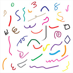 Fun colorful line doodle seamless pattern. Creative minimalist style art background for children or trendy design with basic shapes. Simple childish scribble backdrop.