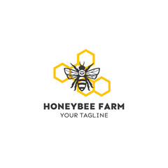 honey bee farm icon logo illustration