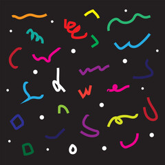 Fun colorful line doodle seamless pattern. Creative minimalist style art background for children or trendy design with basic shapes. Simple childish scribble backdrop.