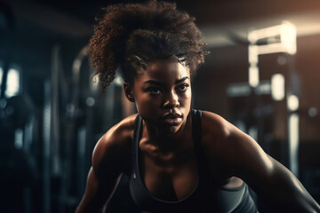 black woman exercising in gym