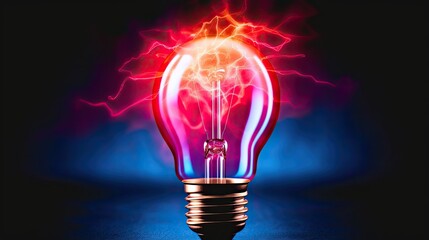 concept graphic of a brain inside of a bright lightbulb with a dark background representing the brainstorming and bright idea process. 
