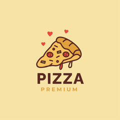 Cute pizza logo Mascot Vector Icon Illustration. Food Cartoon Flat Style Suitable for restaurant