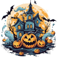Fototapeta premium Happy Halloween Funny Spooky Halloween Costume Illustration Halloween