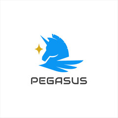 creative pegasus horse icon logo illustration