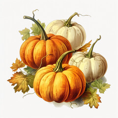 Autumn pumpkin, vintage illustration