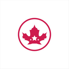 maple leaf and star round icon logo illustration
