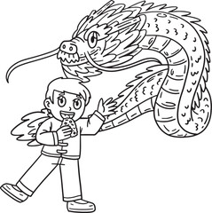 Year of the Dragon Child and a Dragon Isolated 
