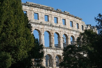 Fototapeta na wymiar The Pula Arena (Pulska Arena), a Roman amphitheater located in Pula, Croatia.
