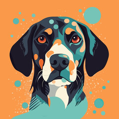 Vector of a vibrant portrait of a dog