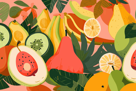 Vector background with different fruits