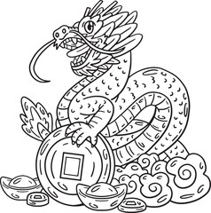 Year of the Dragon Cloud and Coin Base Isolated 