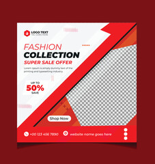 Summer fashion Collection sale discount offer social media post design template.