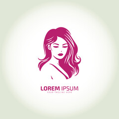 vector of woman face logo icon lady style vector illustration young girl logo design template illustration feminine style. long hair style.