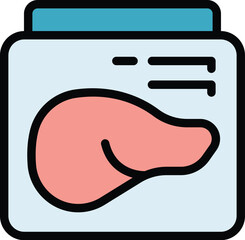 Spleen examination icon outline vector. Xray machine. Healthcare mri color flat