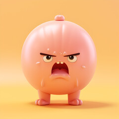 Fototapeta premium 3d of angry kawaii expression