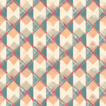 Checkered abstract seamless pattern in pastel colors. Print for printing on fabric, wrapping paper, scrapbooking