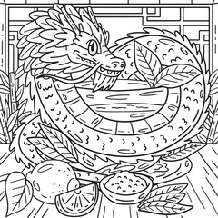 Year of the Dragon Surrounding Tea Cup Coloring