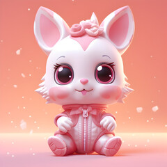 Fototapeta premium Pastel 3d illustration of cute kawaii