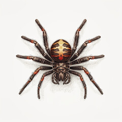 Spider on a web, vintage hand draw illustration