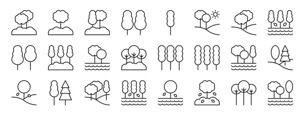 set of 24 outline web environment icons such as tree, tree, tree, vector icons for report, presentation, diagram, web design, mobile app