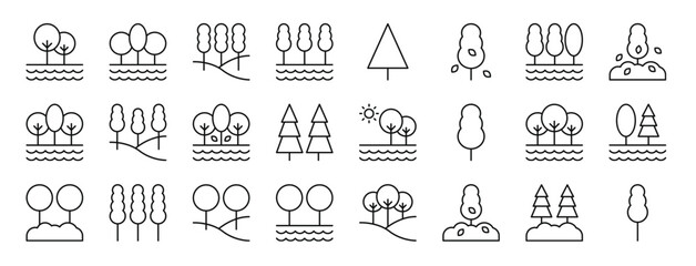 set of 24 outline web environment icons such as tree, tree, tree, vector icons for report, presentation, diagram, web design, mobile app