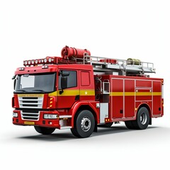 Fire Truck Isolated on White Background. Generative ai