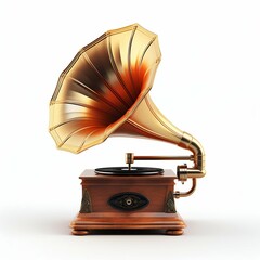 Vintage Gramophone Isolated on White Background. Generative ai