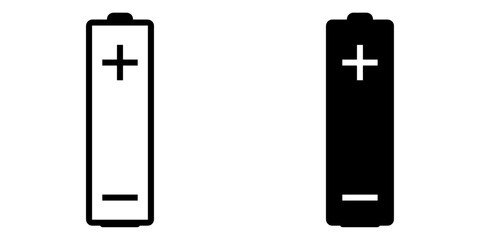 ofvs406 OutlineFilledVectorSign ofvs - battery cell vector icon . renewable energy concept . AA size . isolated transparent . black outline and filled version . AI 10 / EPS 10 / PNG . g11746 - obrazy, fototapety, plakaty