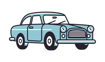 Obraz na płótnie Canvas Blue color retro car icon. Vector illustration.