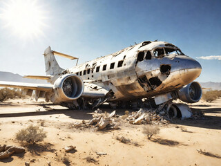 Fototapeta na wymiar airplane in the desert