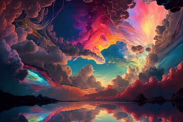 Stunning vibrant iridescent heavens. Generative AI