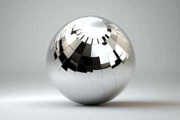 Shiny reflective sphere for dancing and partying on plain light-colored surface. Generative AI