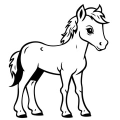 Plakat Cute horse cartoon characters vector illustration