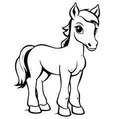 Cute horse cartoon characters vector illustration