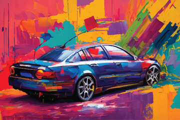 painting abstract car vector watercolor hand paint, Generative AI illustration.