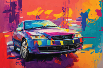 painting abstract car vector watercolor hand paint, Generative AI illustration.