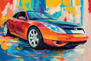 painting abstract car vector watercolor hand paint, Generative AI illustration.