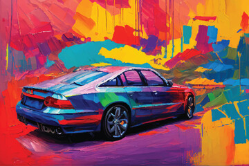 Obraz na płótnie Canvas painting abstract car vector watercolor hand paint, Generative AI illustration.