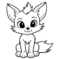 fox kit coloring page illustration