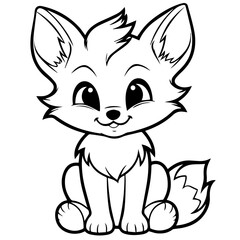 fox kit coloring page illustration