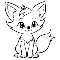 fox kit coloring page illustration