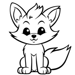 fox kit coloring page illustration